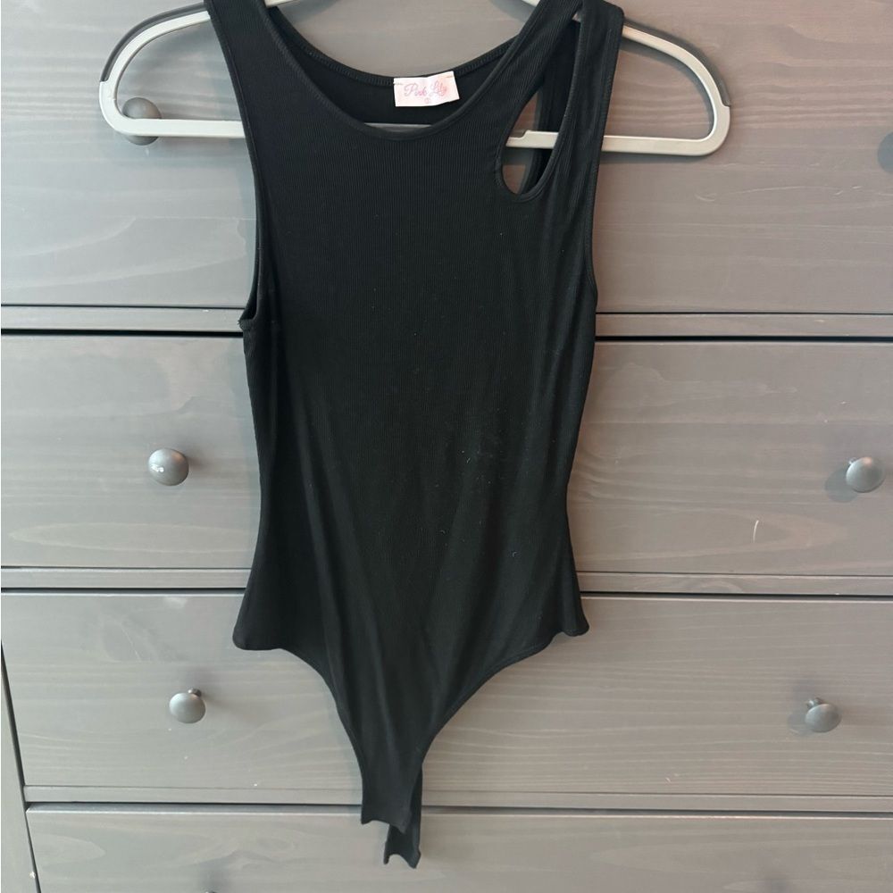 Pink Lily Black Bodysuit